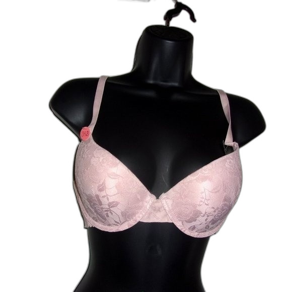 Youmita Peach Whip Lace Demi 36B Bra & Coordinating Medium Seamless Panty NWT - Picture 10 of 10